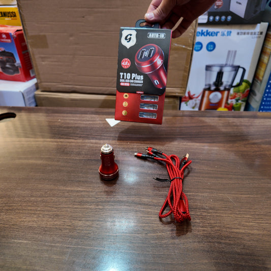 T10 Plus Full Metal Dual USB Car Charger – Fast Charging