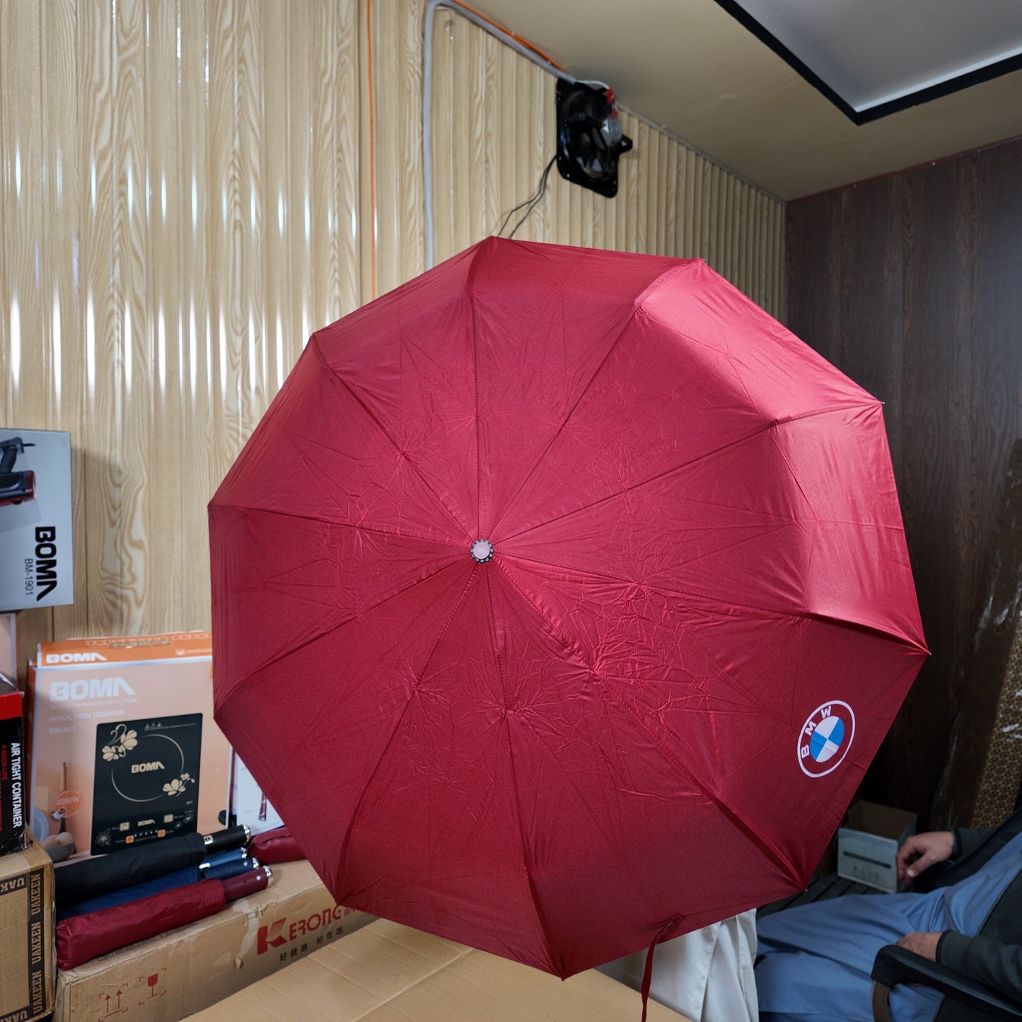 BMW Windproof UV Folding Umbrella – Imported & Durable