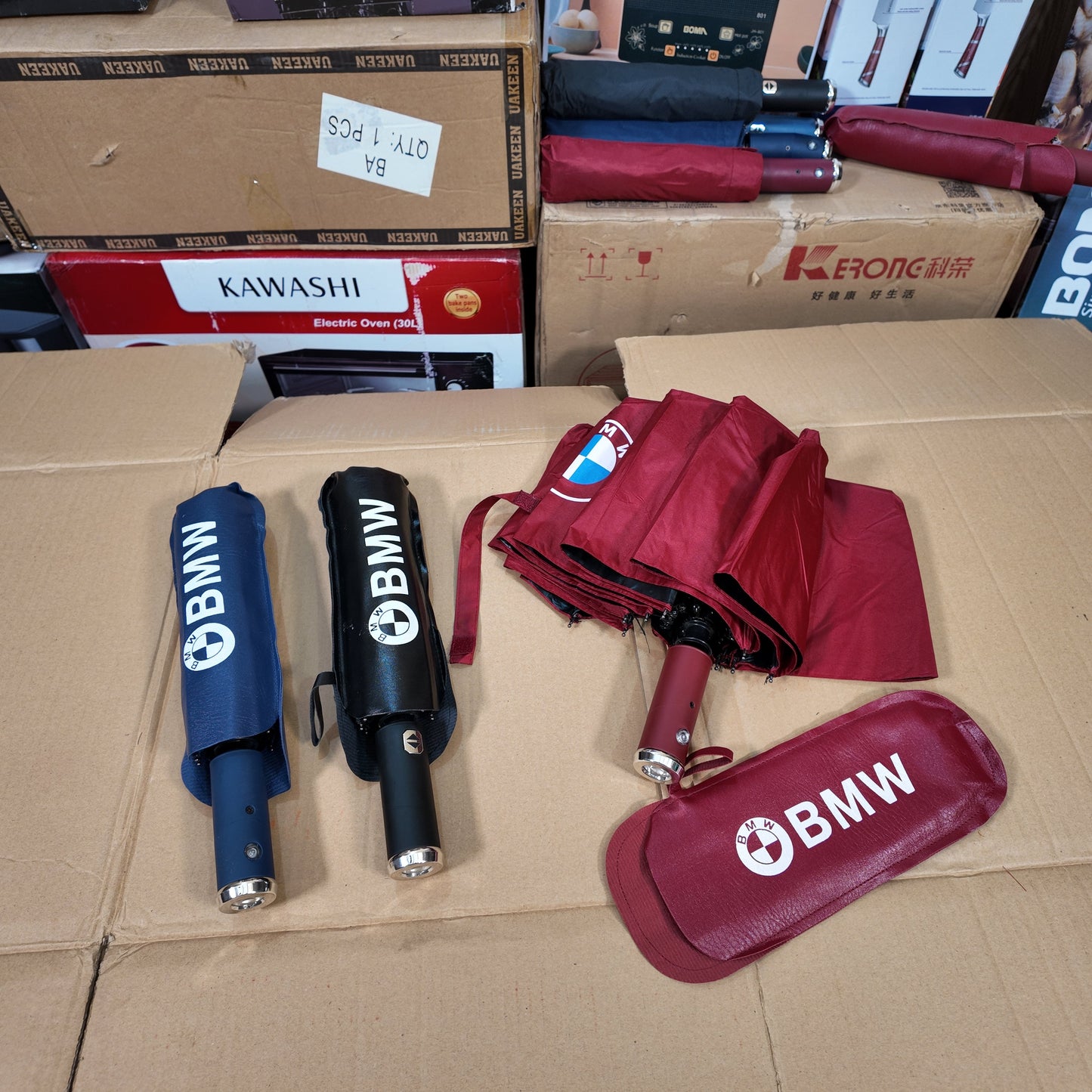 BMW Windproof UV Folding Umbrella – Imported & Durable