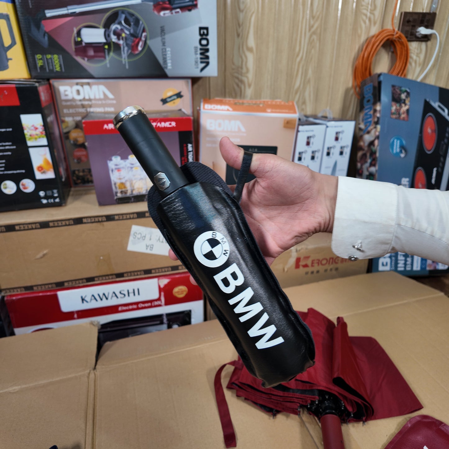 BMW Windproof UV Folding Umbrella – Imported & Durable