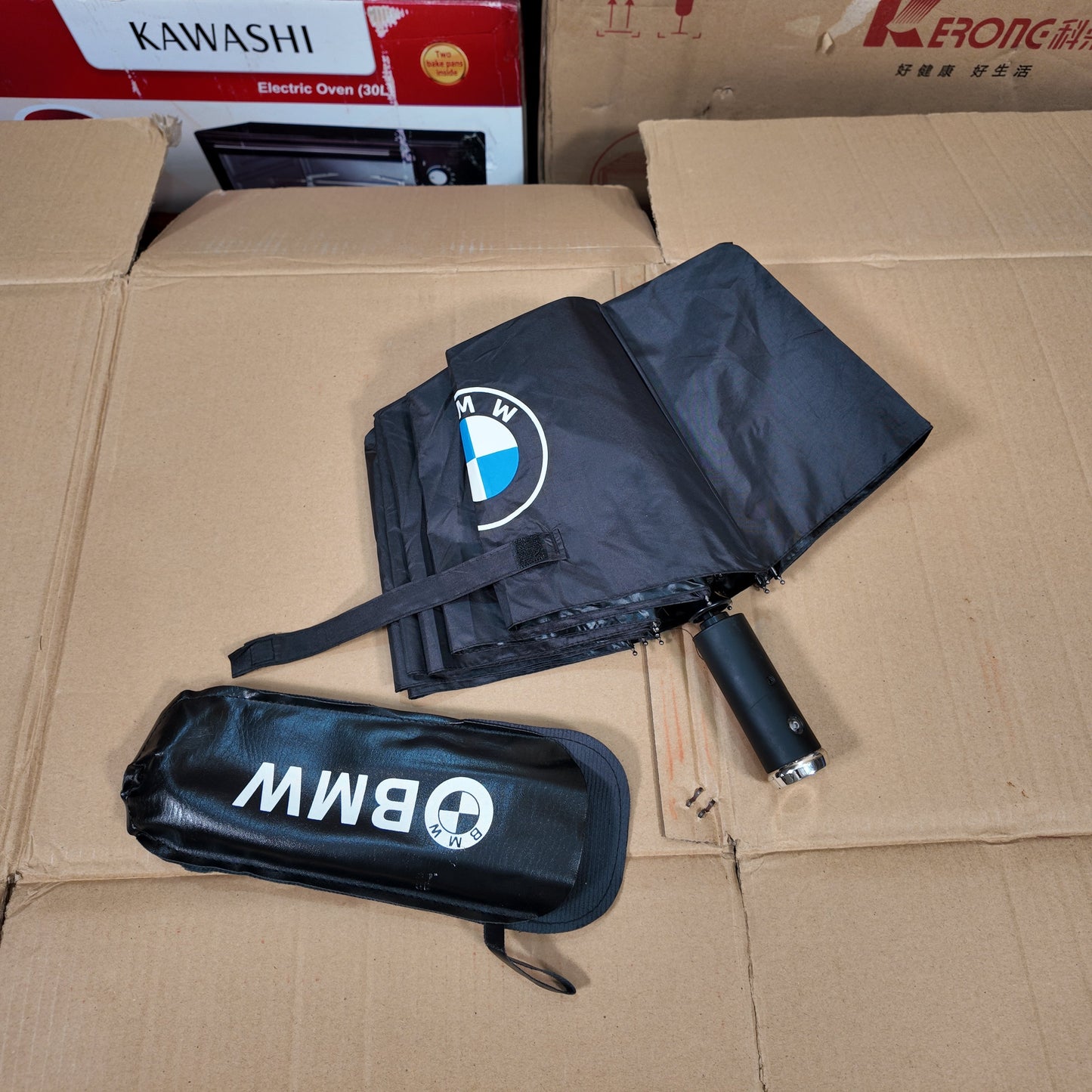 BMW Windproof UV Folding Umbrella – Imported & Durable