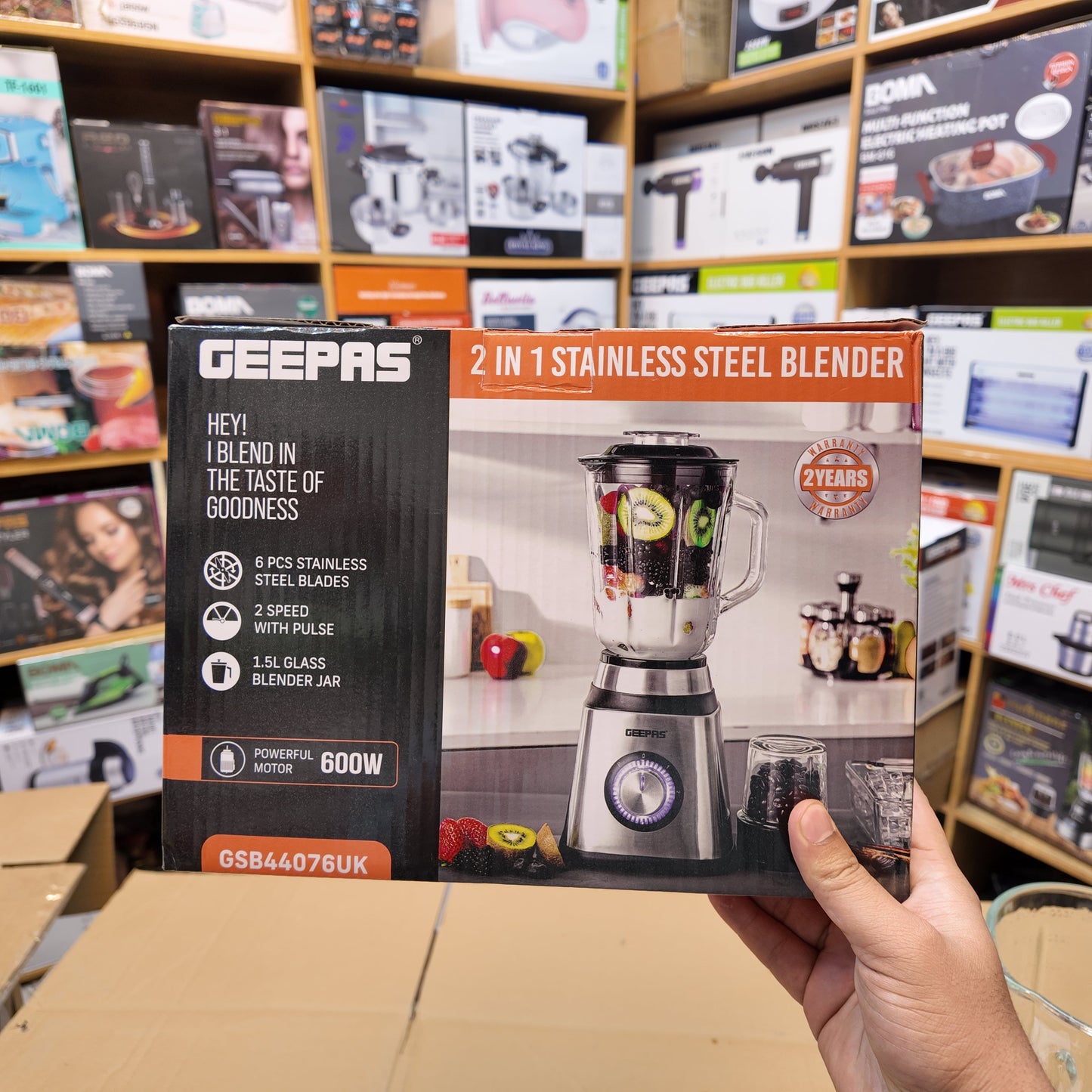 Geepas 2-in-1 Stainless Steel Blender GSB44076UK