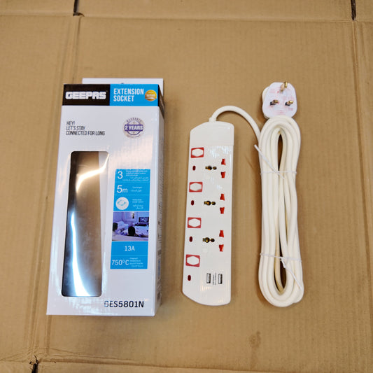 Geepas Extension Socket – Safe & Durable Power Strip
