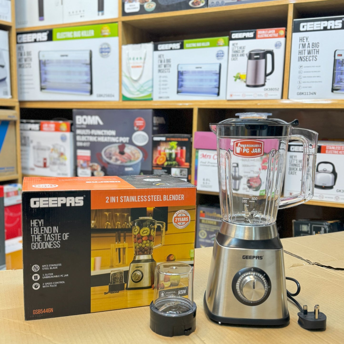Geepas 2-in-1 Stainless Steel Blender GSB5446N