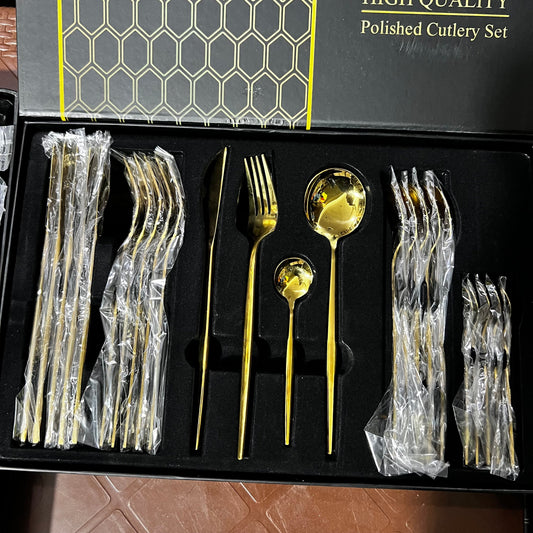 24 Piece Luxury Stainless Steel Cutlery Set - Premium Quality