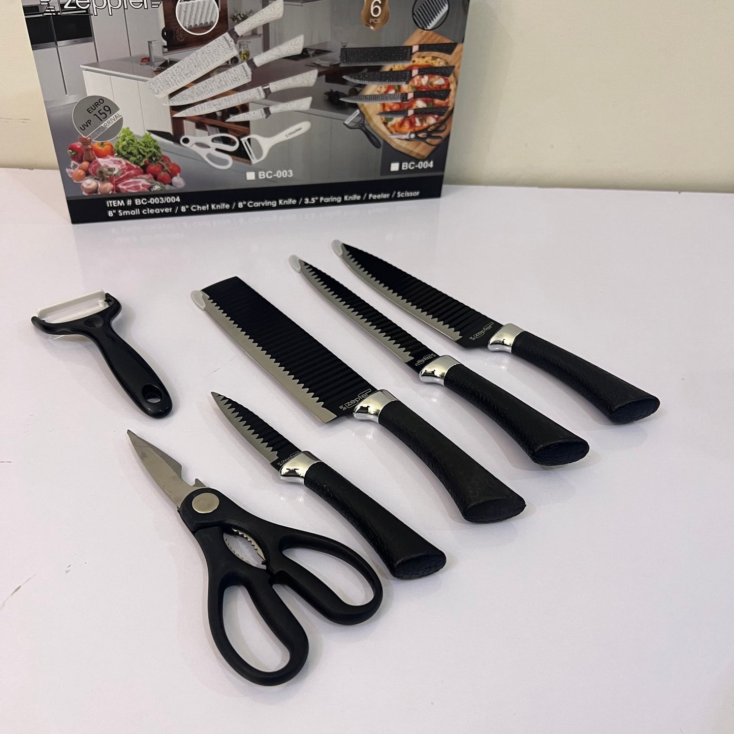 Zepter 6 in 1 Kitchen Knives Set with Peeler & Scissors