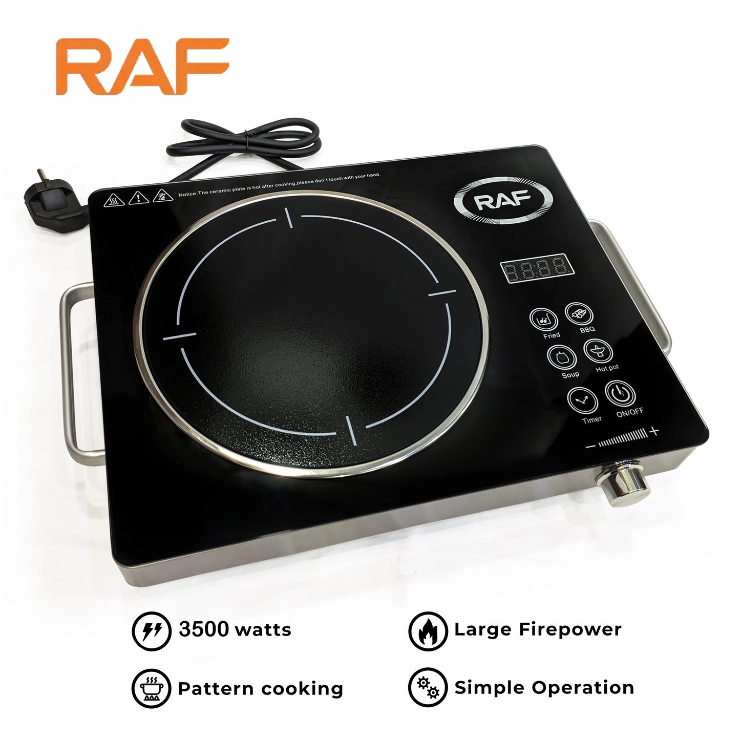 RAF Electric Infrared Cooker – 3500W Stove with LED Display & Touch Control