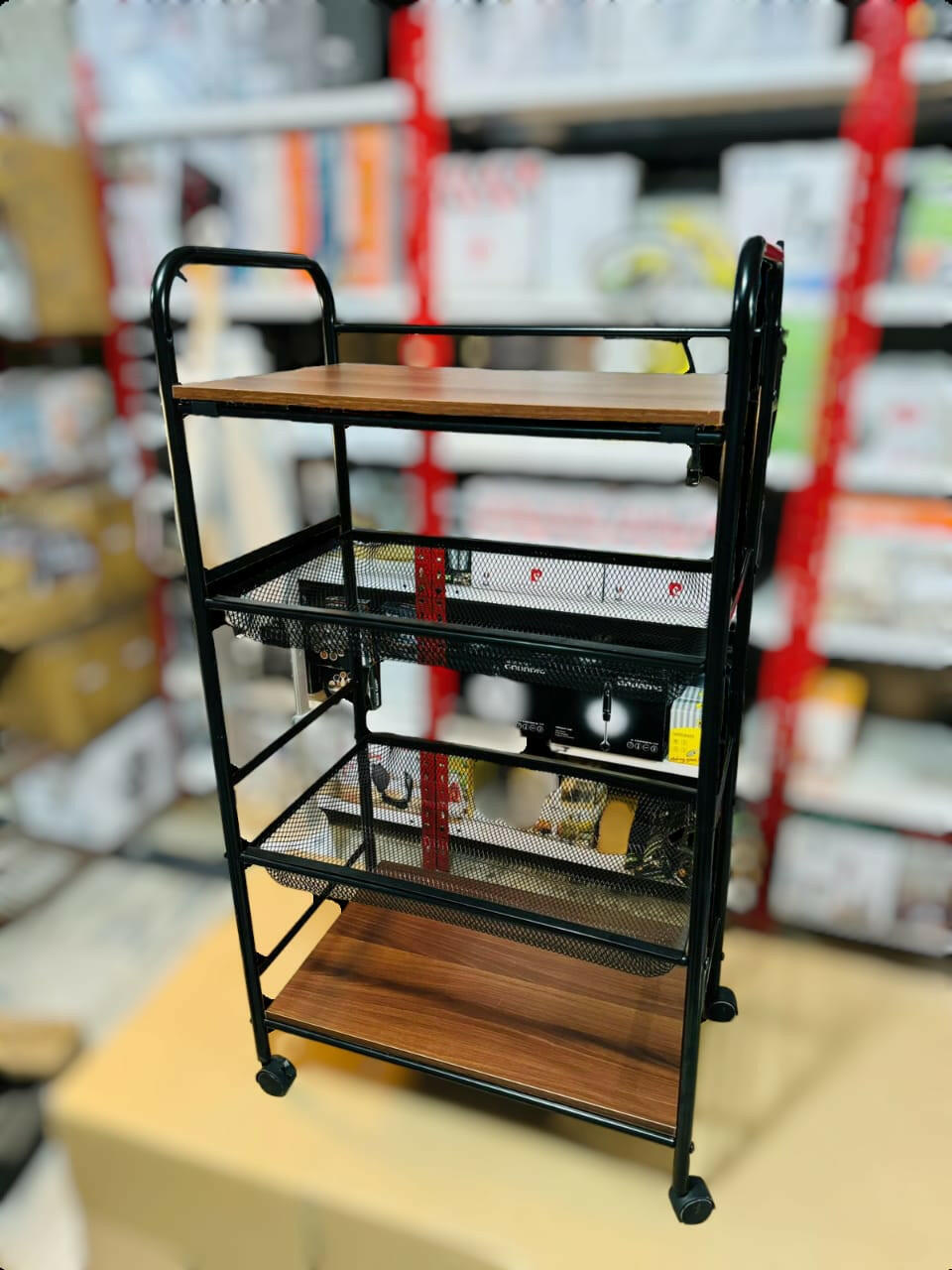 3.5Ft Kitchen Rack with 4 Wheels – Easy to Move & Store