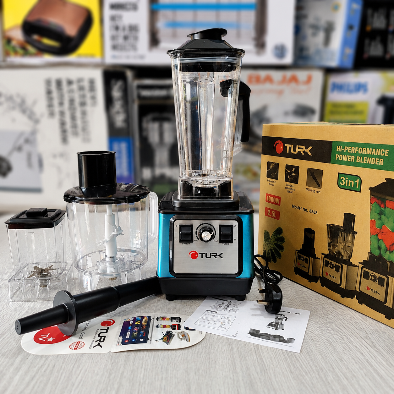 Turk 3-in-1 Chopper, Blender & Grinder – 1000W Powerful Motor | 1 Year Warranty