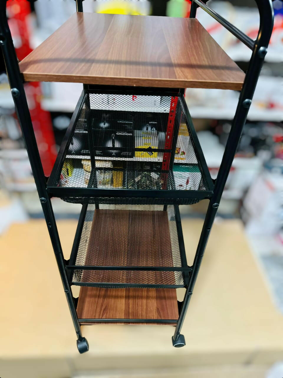 3.5Ft Kitchen Rack with 4 Wheels – Easy to Move & Store