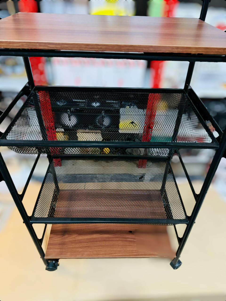3.5Ft Kitchen Rack with 4 Wheels – Easy to Move & Store