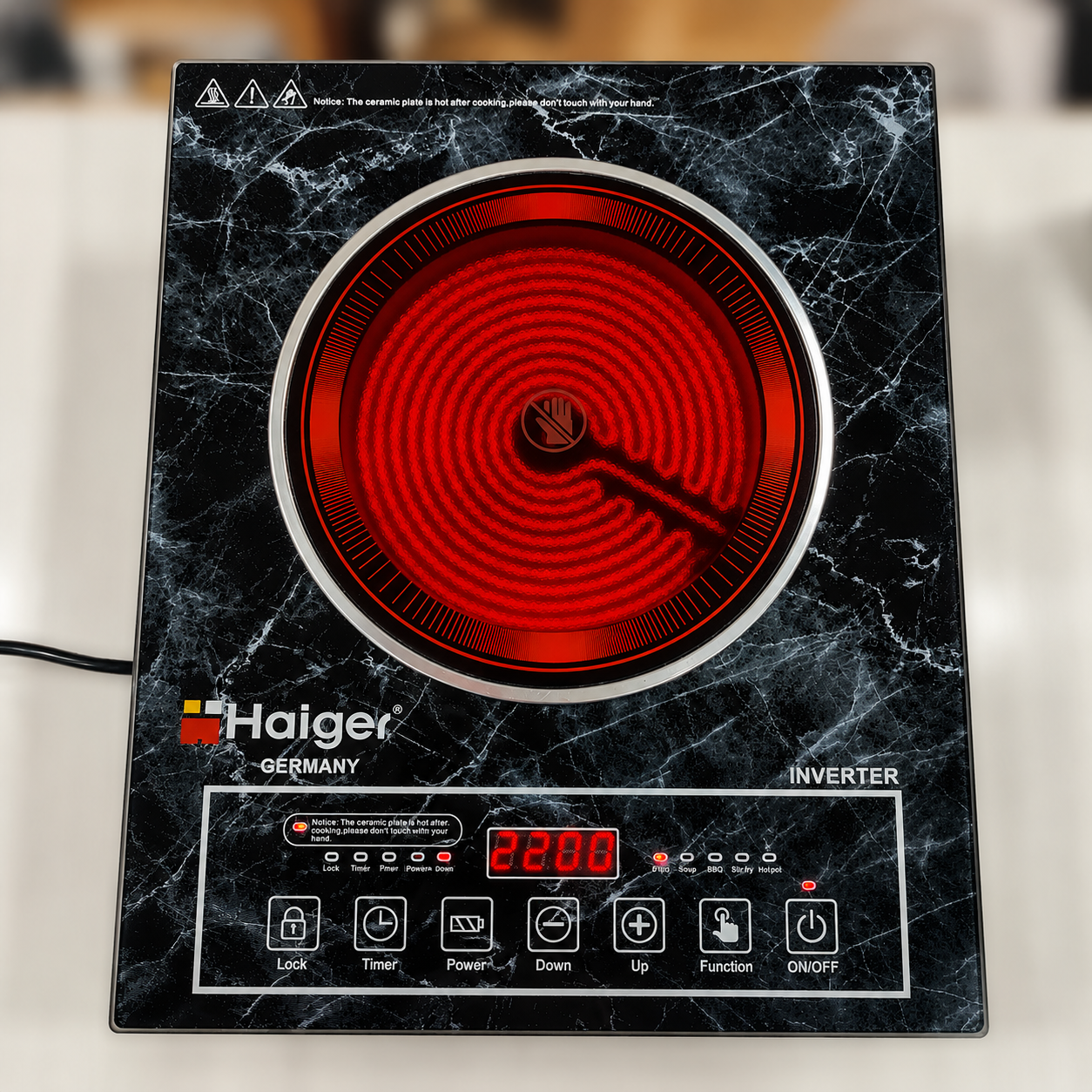 Haiger Malaysia HG-12, 2200W Infrared Cooker | Electric & Inverter | 1 Year Warranty