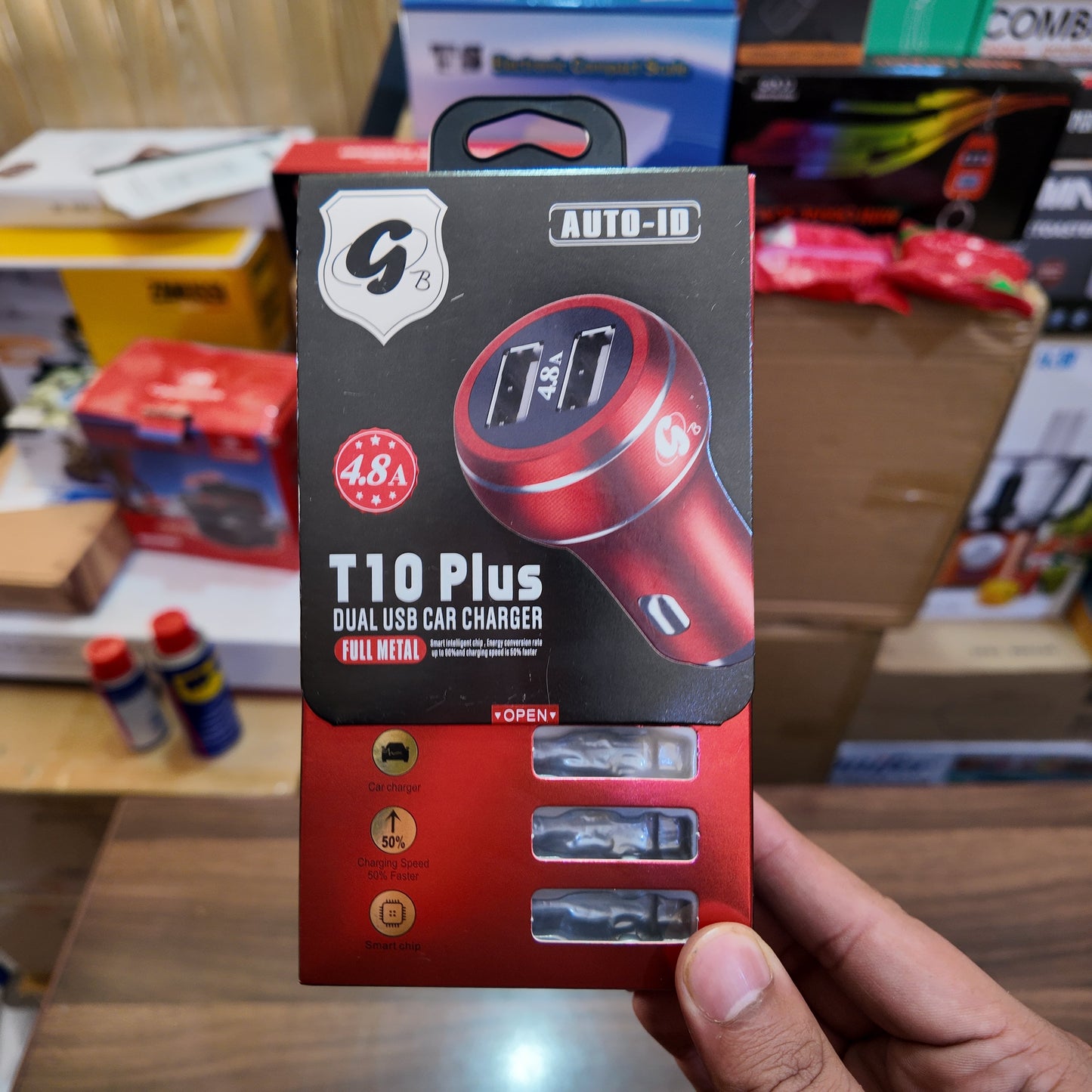 T10 Plus Full Metal Dual USB Car Charger – Fast Charging
