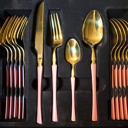 Lot Imported 24 Piece Cutlery Set in 4 Colors