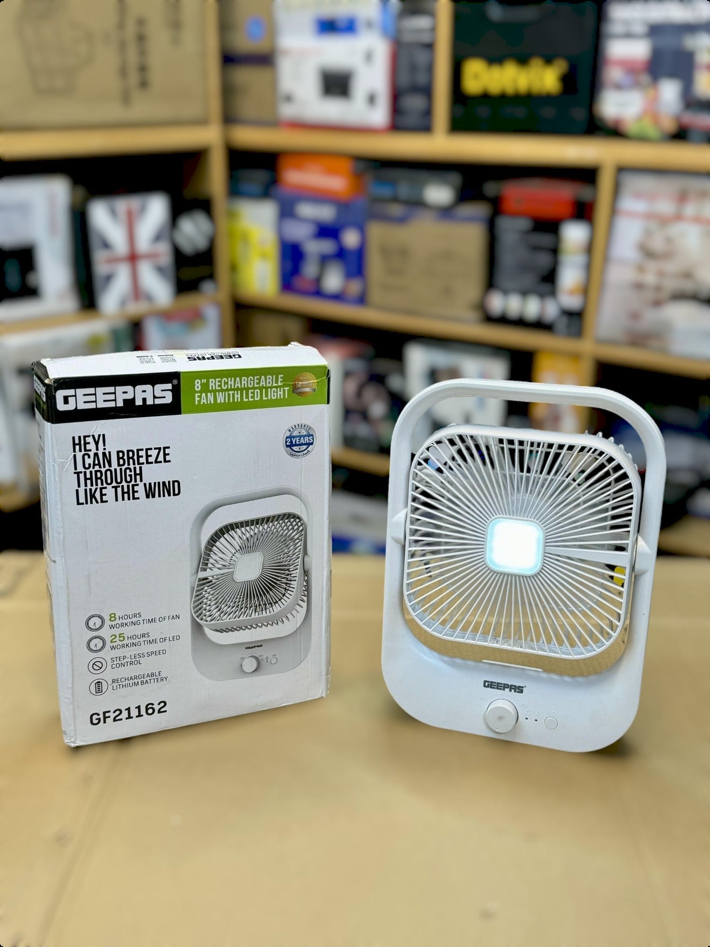 Geepas Rechargeable Fan With LED Light GF21162