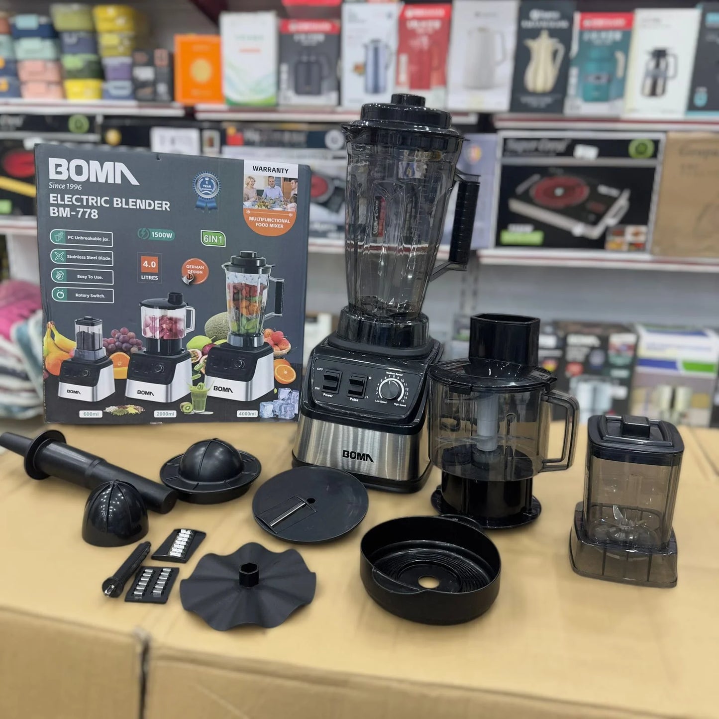 Boma 6 in 1 Electric Blender Set – 4L 800W Mixer