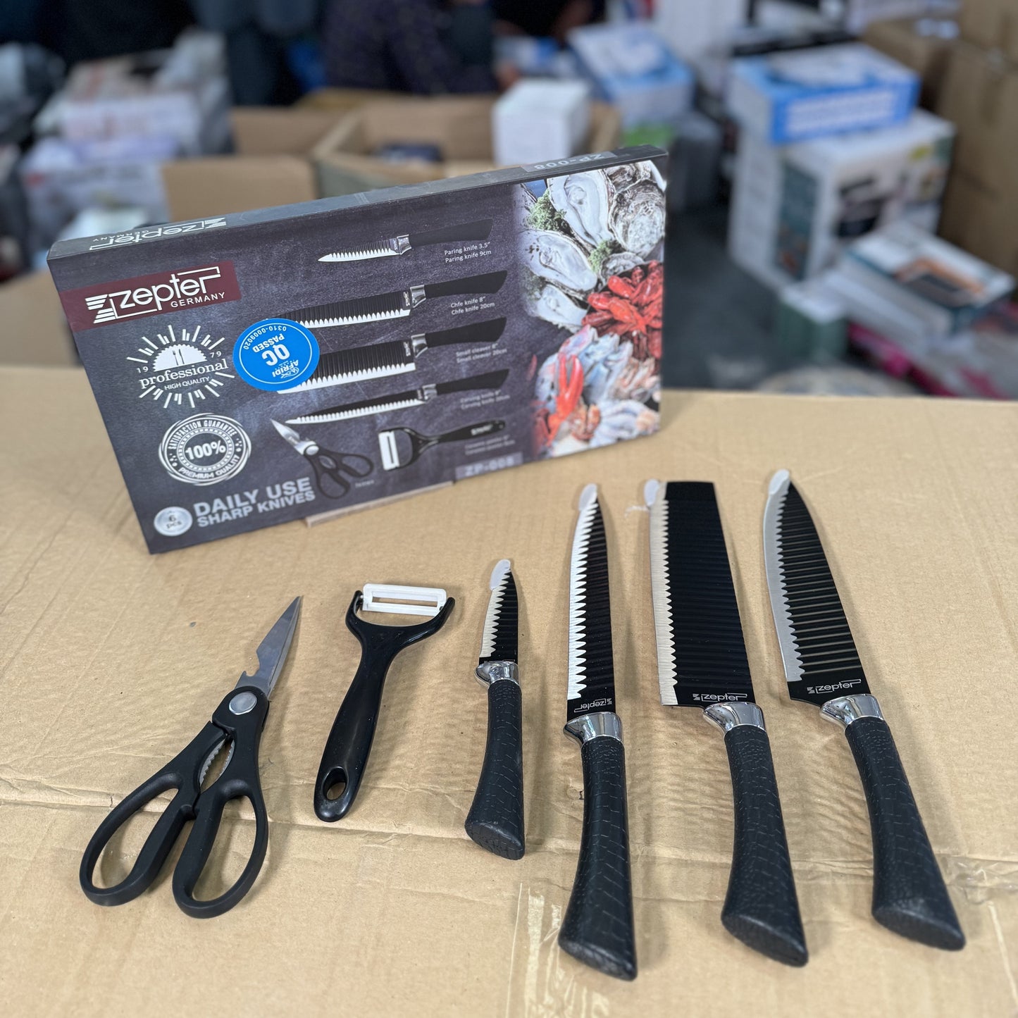 Zepter 6 in 1 Kitchen Knives Set with Peeler & Scissors