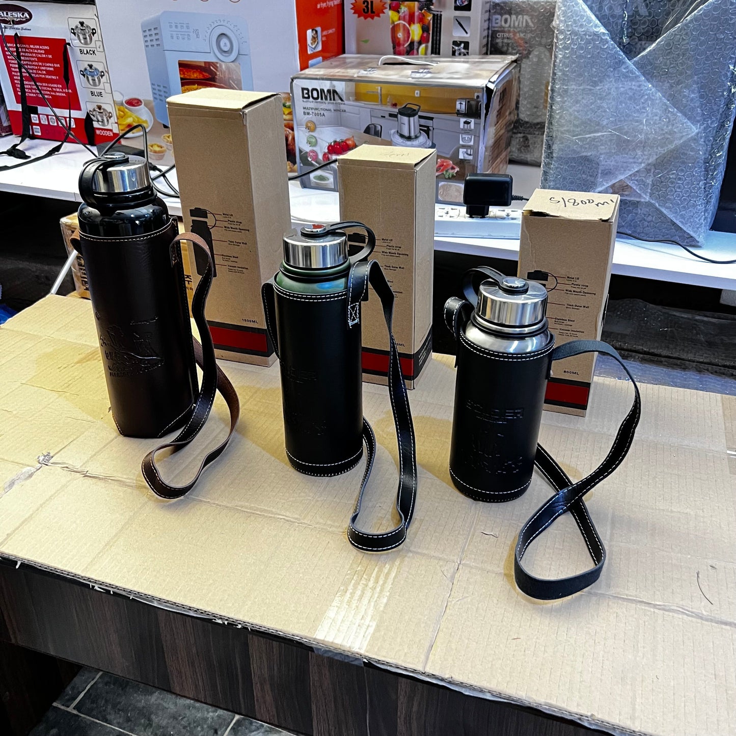 Imported Vacuum Bottles Set - 3 Sizes with Carry Pouch