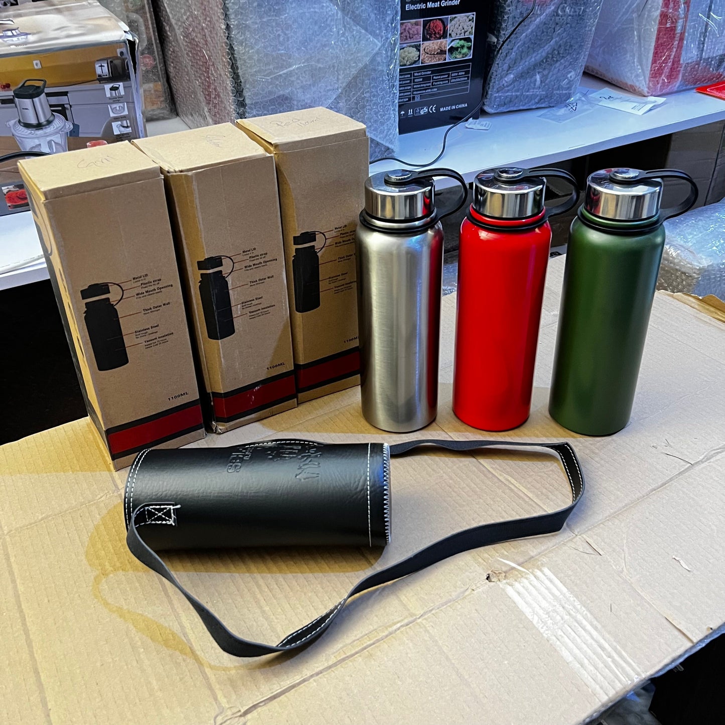 Imported Vacuum Bottles Set - 3 Sizes with Carry Pouch