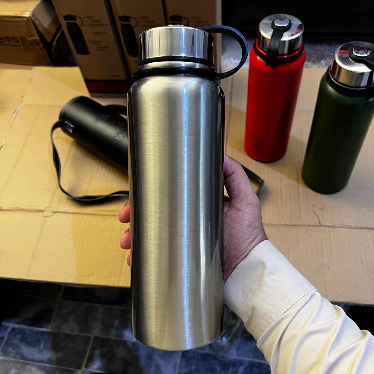 Imported Vacuum Bottles Set - 3 Sizes with Carry Pouch
