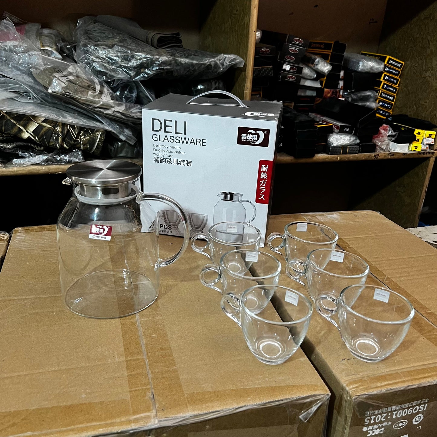 Lot Imported 7-in-1 Crystal Glass Tea pot set