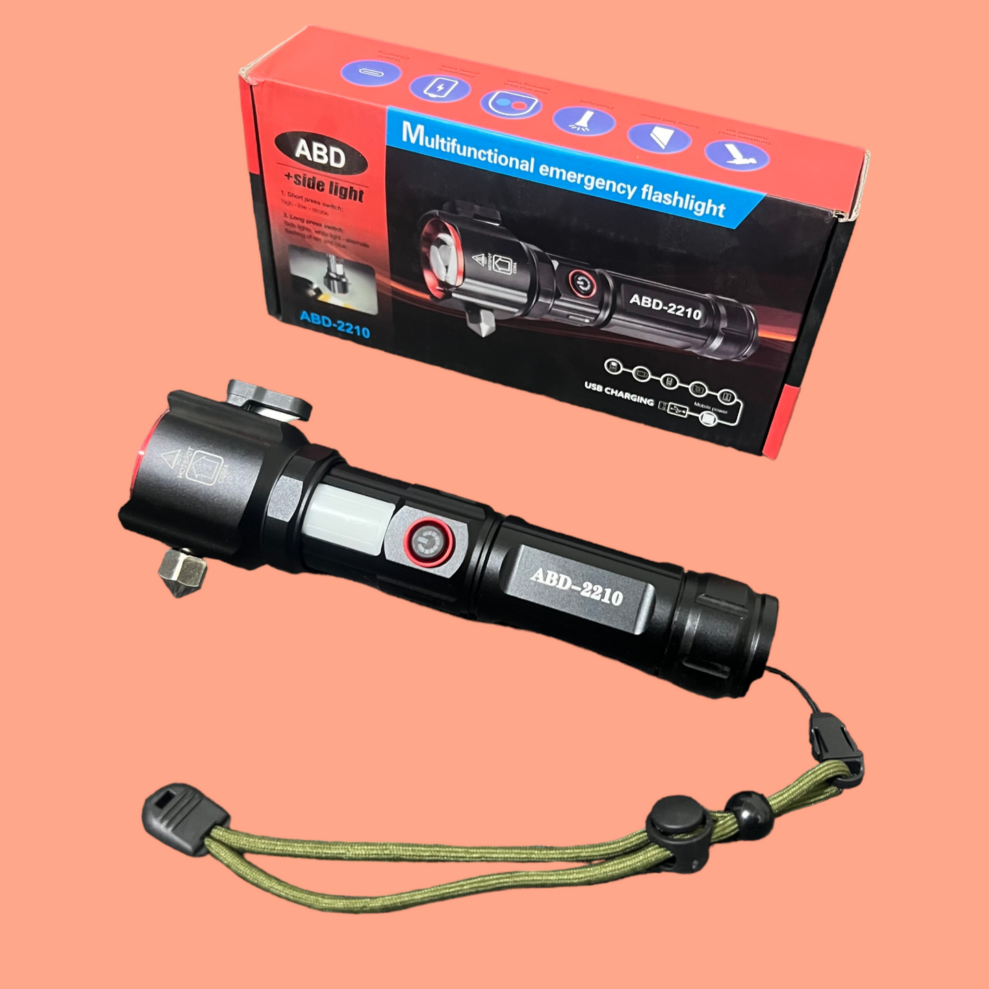 5-in-1 Rechargeable Flashlight & Power Bank | 1KM Range
