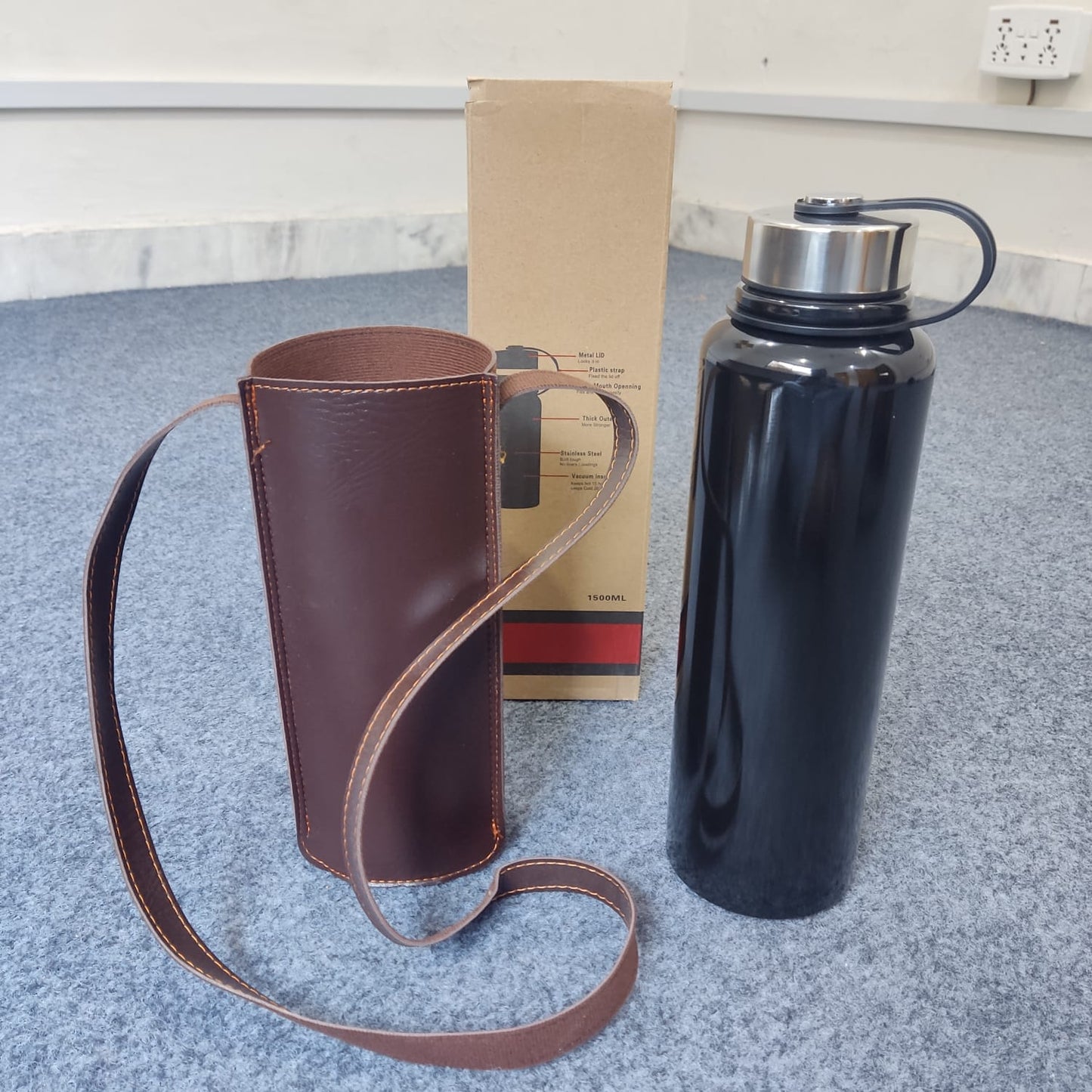 Imported Vacuum Bottles Set - 3 Sizes with Carry Pouch