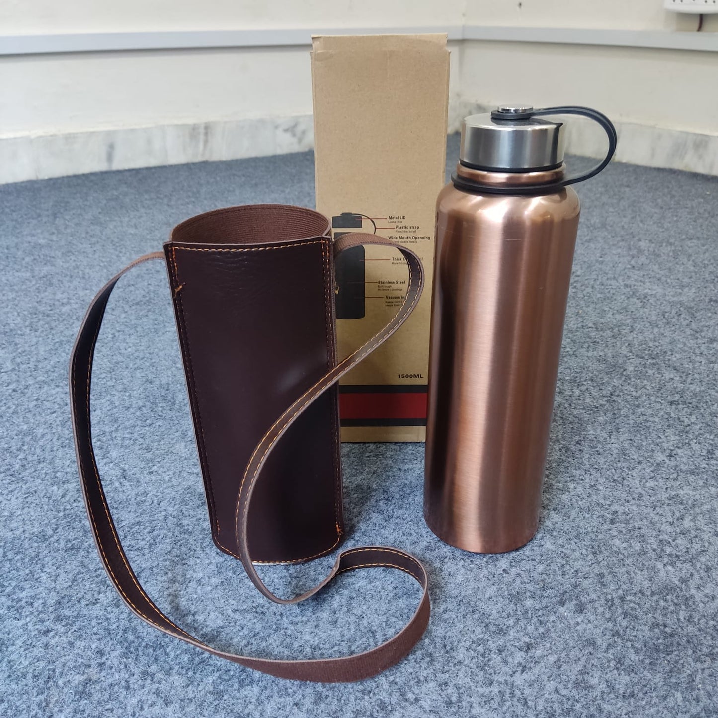 Imported Vacuum Bottles Set - 3 Sizes with Carry Pouch