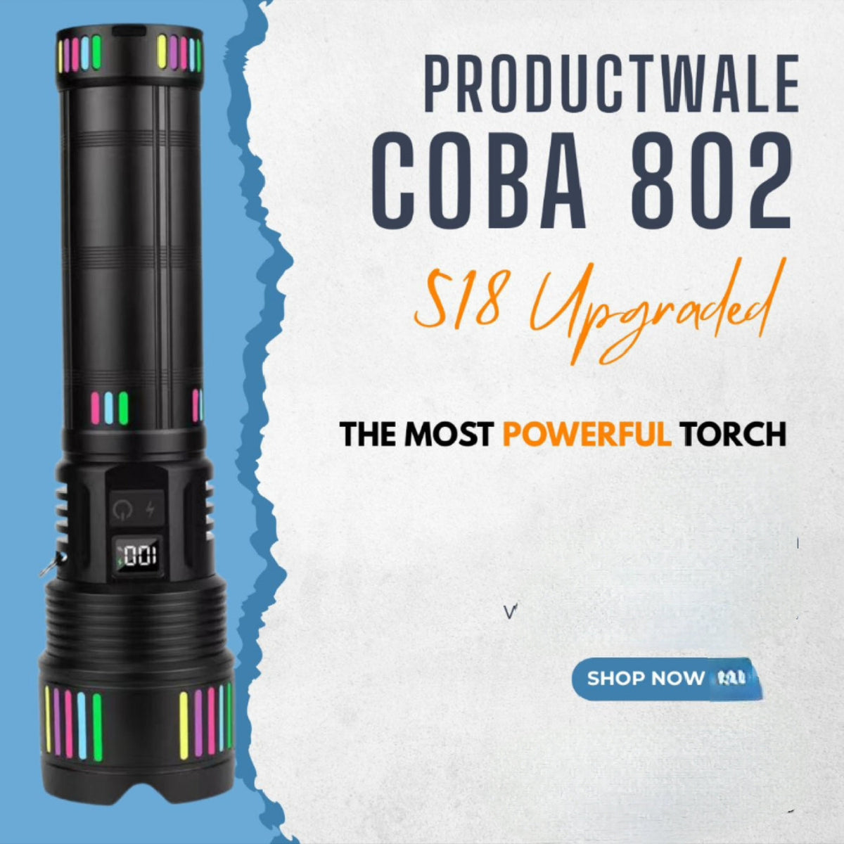 COBA Powerful Long Range Super Updated Model Led Flashlight - Torch CB-802